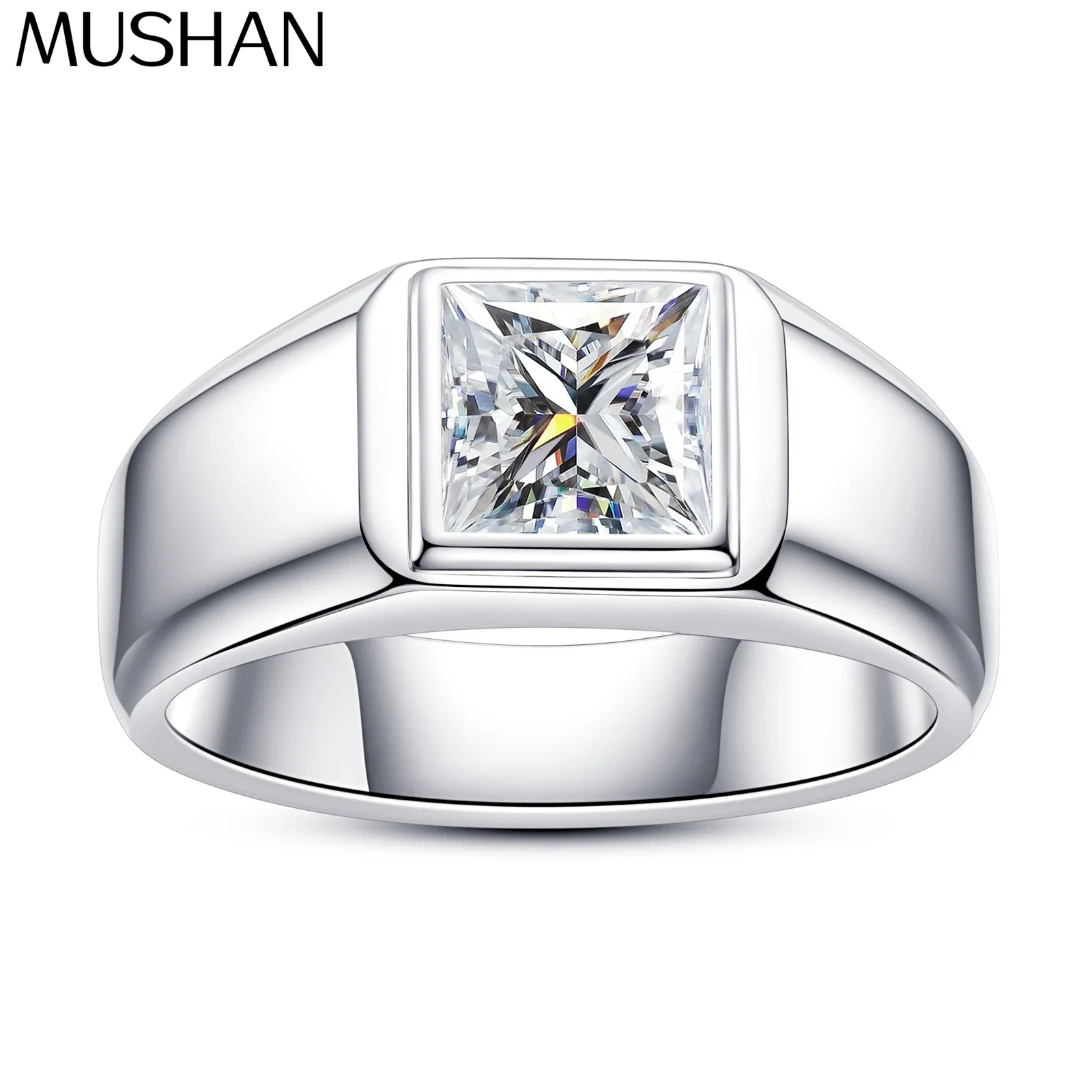 MuShan Luxury Jewelry 925 Sterling Silver Ring VVS Moissanite Christmas Ring for Her 18K Gold Plated MST Patent Fine Jewellery