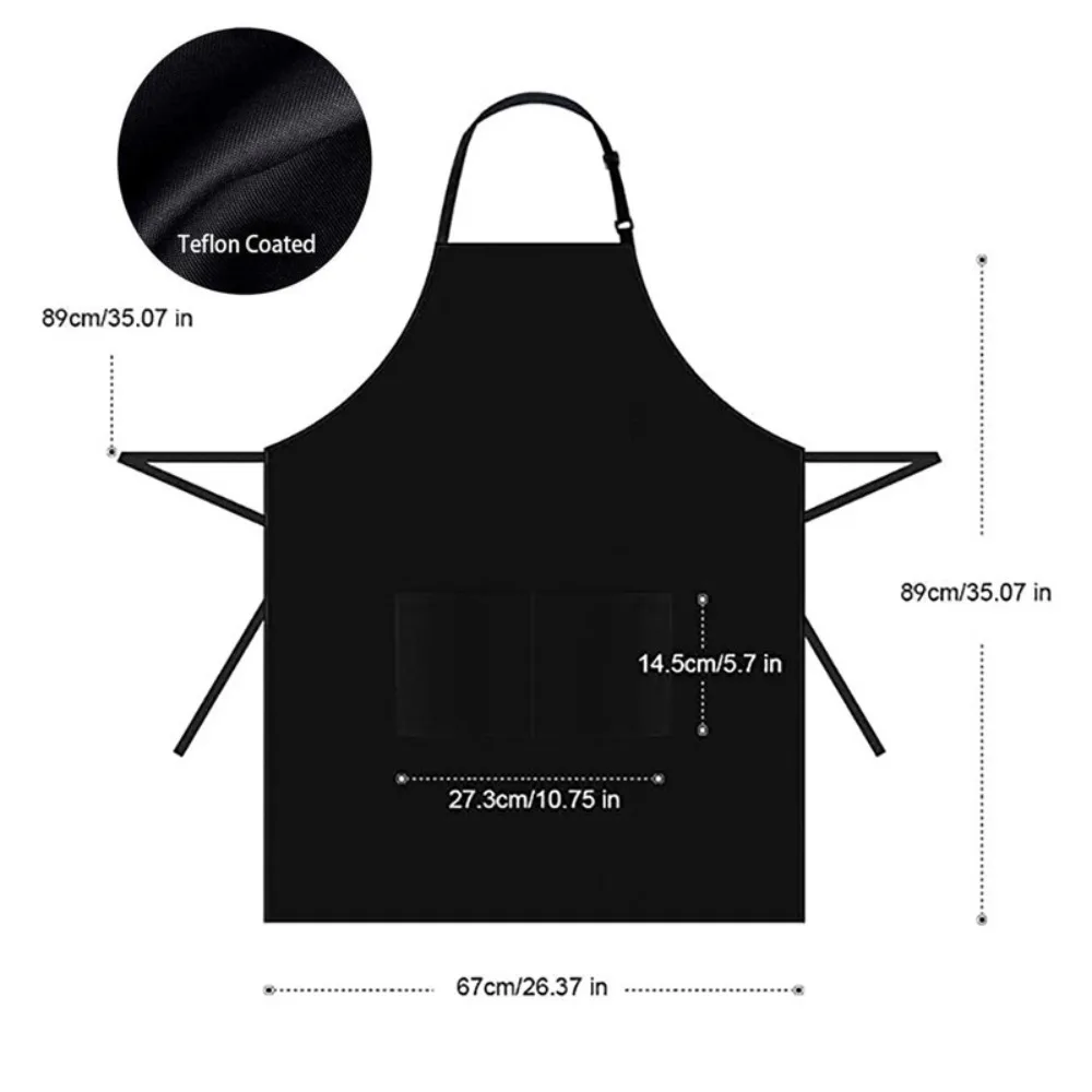 Apron with 2 Pockets, Water and Oil Stain Resistant, Kitchen Apron for Cooking, BBQ, Baking and Serving (1 Pcs)