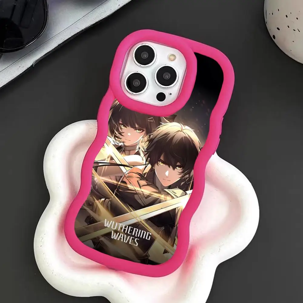 

Wuthering Waves Rover Mobile Phone Case for iPhone 17 16 15 14 13 12 11 Air Pro Max Plus Wavy Edge TPU Colorful Cover Smartphone