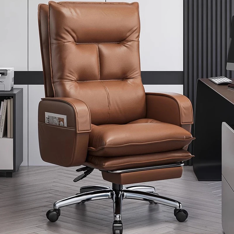 

Modern Aesthetic Office Chair Luxury Swivel Nordic Brown Gaming Chair Soft Comfy Footrest Cadeira Para Computador Furniture