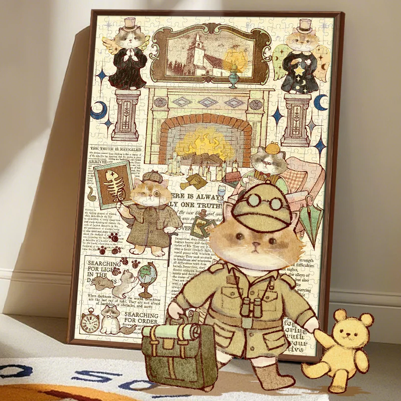 لغز وكالة المباحث Gubu Cat 500 قطعة بطاقة بيضاء بيرليسسينت جودة ممتازة، للبالغين والأطفال لعبة ذكية لجميع الأعمار