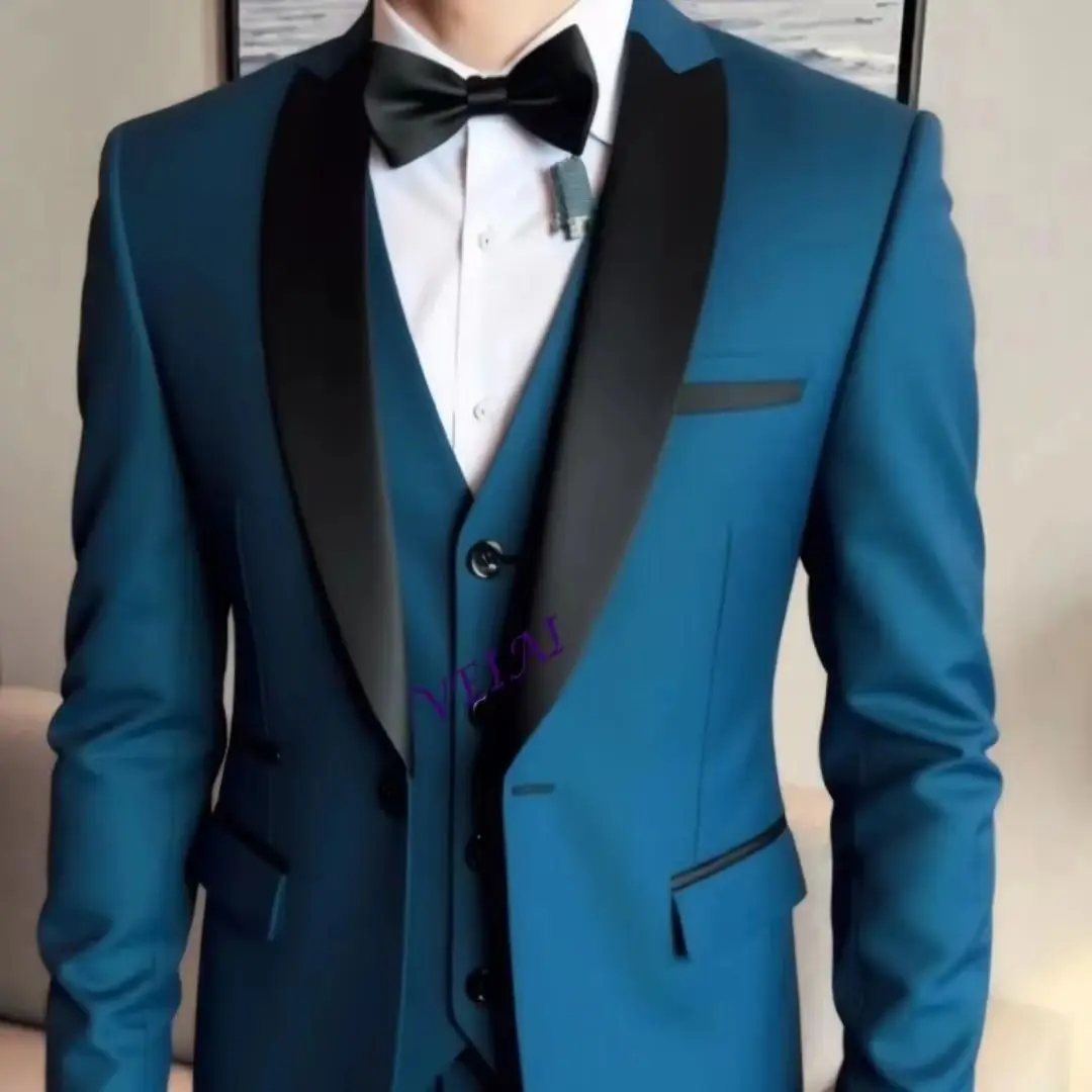 Customized Men's Slim Fit Three-Piece Suit High-Quality Comfortable Casual Business Formal Wear for Wedding Groom