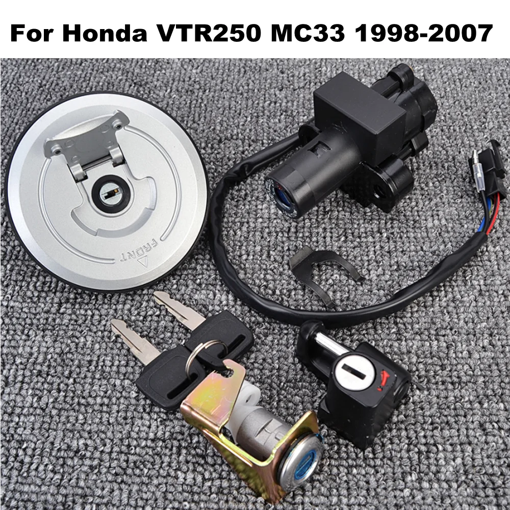 VTR 250 Motorcycle Ignition Key Switch Fuel Gas Cap Seat Lock Kit For Honda VTR250 MC33 1998-2007