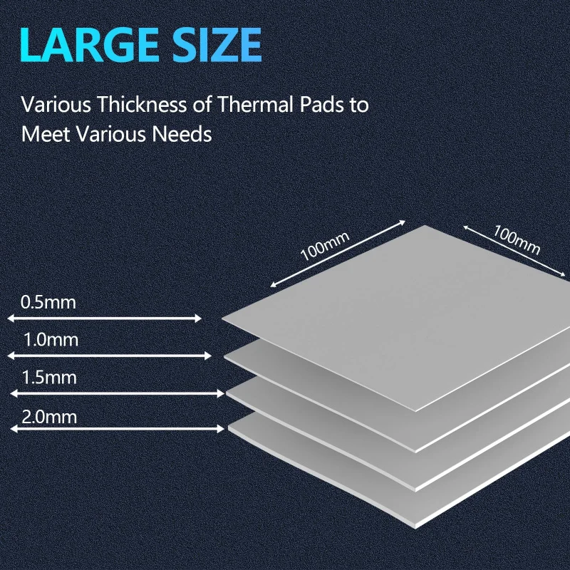 15W/mK Thermal Pad 100x100mm (0.5mm+1mm+1.5mm+2mm) 4pack Highly Efficient Therm