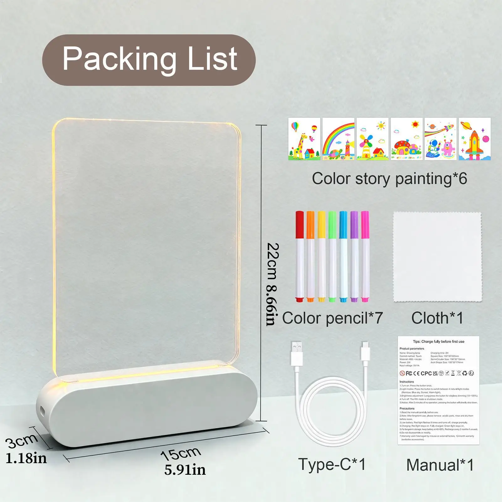 LED Tekentafel 3D 4-Kleur Licht Wissen Pad Speelgoed Herbruikbare Acryl Tekentafel Voor Jongens Meisjes Tieners Thuis school Kantoor Reizen