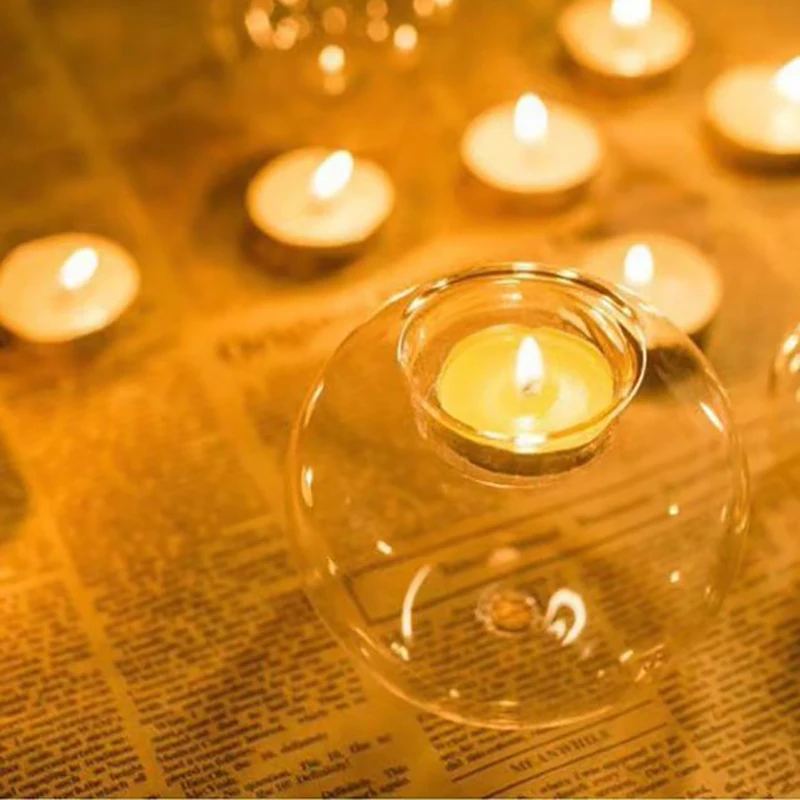 

Elegant Round Glass Candle Holders European Style Centerpiece For Wedding Home Table Decor Romantic Valentine's Day Gift Ornamen