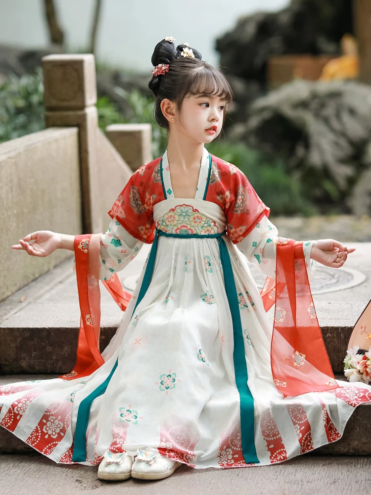 エレガントな伝統的な中国の衣装女の子ドレス春秋おとぎ話スタイルチャイナドレス子供の古代ファッションスカート