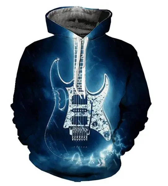 

Fashion Men, Women, Children's Music Guitar Pattern Fun 3d Printing Casual Hoodie Long Sleeve Sweatshirt Street Style Pullover