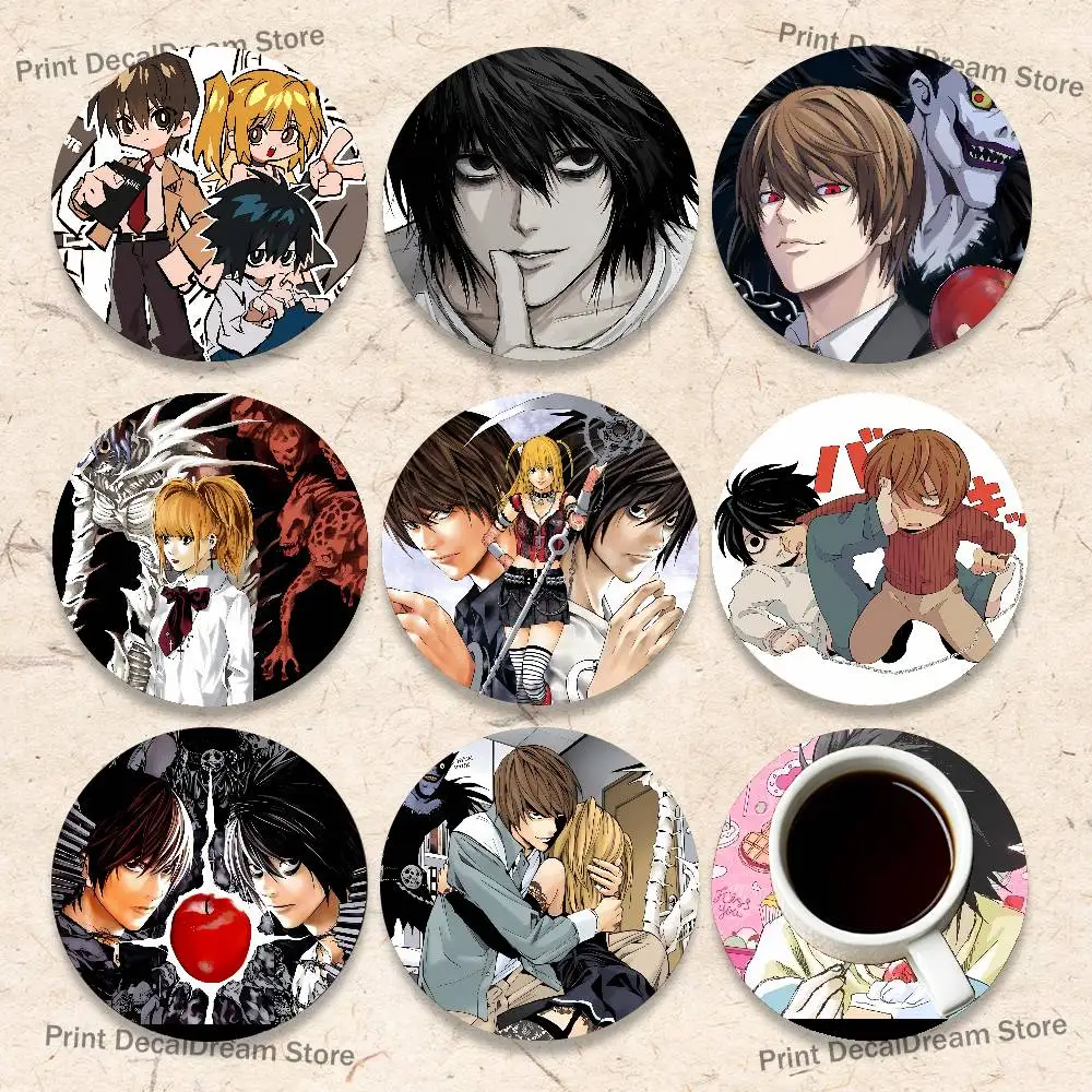 D-Death N-Note Teru Mikami L Misa Cartoon Anime Cute Wooden Coaster Coffee Shop Beverage Shop Family Restaurant Cafe Decoration