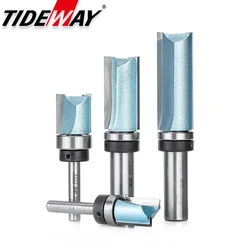 Tideway-Flush Guarnição Router Bit para Madeira, Tungsten Aço Bit reto, Rolamento Fresa, 1/2 in, 1/4 in Shank, 1PC