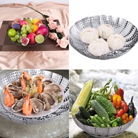 1PcFolding Dish Steam Stainless Steel Food Steamer Basket Fruit Vegetable Cooker Multi-Function Meat Steaming Tray Kitchen Tools