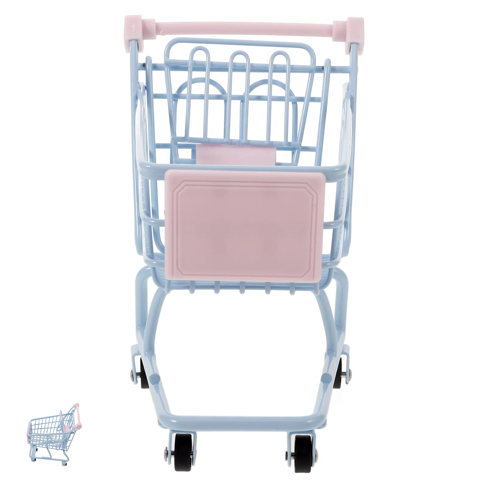 

Miniature Shopping Cart Ornaments Desk Toy Storage Trolley Small Supermarket Basket Decor Photo Props Makeup Egg Holder