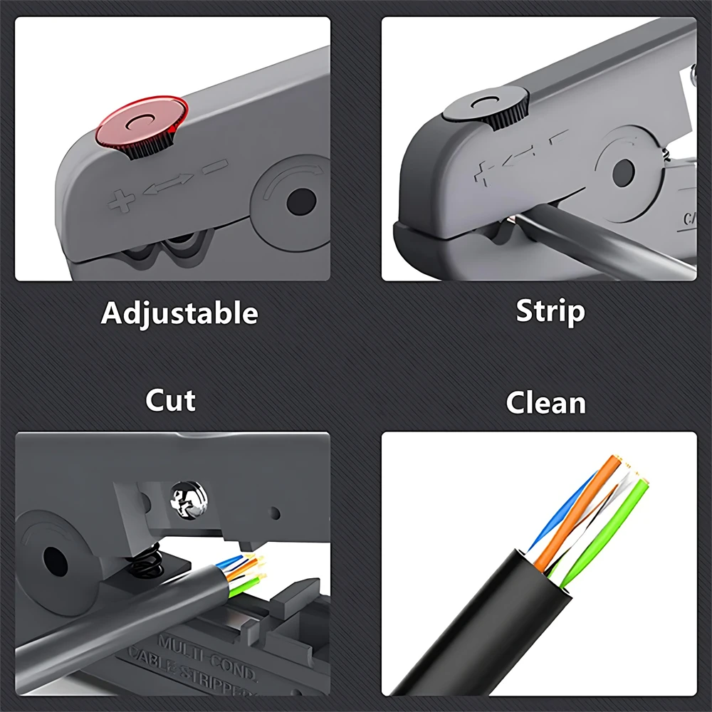 Wire Stripper Ethernet Cable Cutter Round Cable Cutting Tool Lan Cable Stripping for CAT7 CAT6 CAT5E CAT5 Round Wire