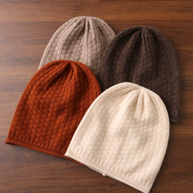 

ZOCEPT Women Hats Winter New 100% Merino Wool Knitted Headgears Soft Warm Hat Outdoor Casual Solid Cap High Quality Lady Cap