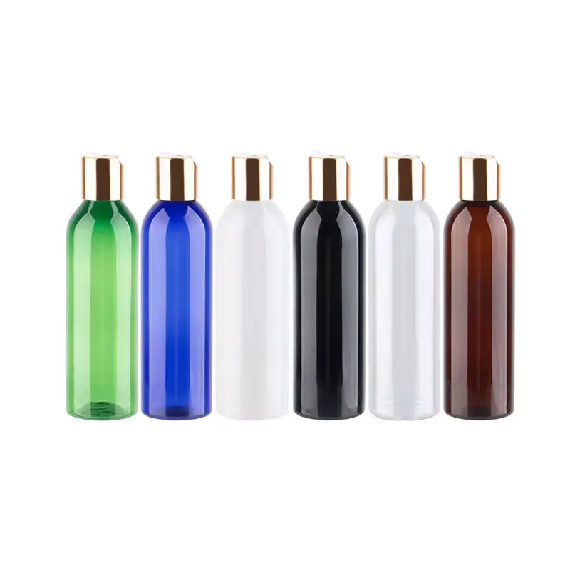 

24pcs 150ml 200ml 250ml Mluti-Colored Plastic Lotion Bottle With Silver Gold Aluminium Disc Cap For Skin Care Travel Shower Gel