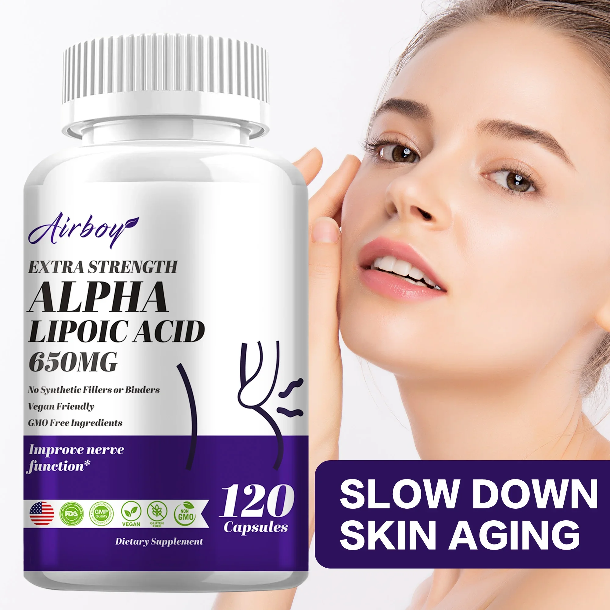 

Alpha Lipoic Acid - Antioxidant,Supports Nervous System Health, Improves Circulation,Enhances Brain and Cognition,Relax Nervous