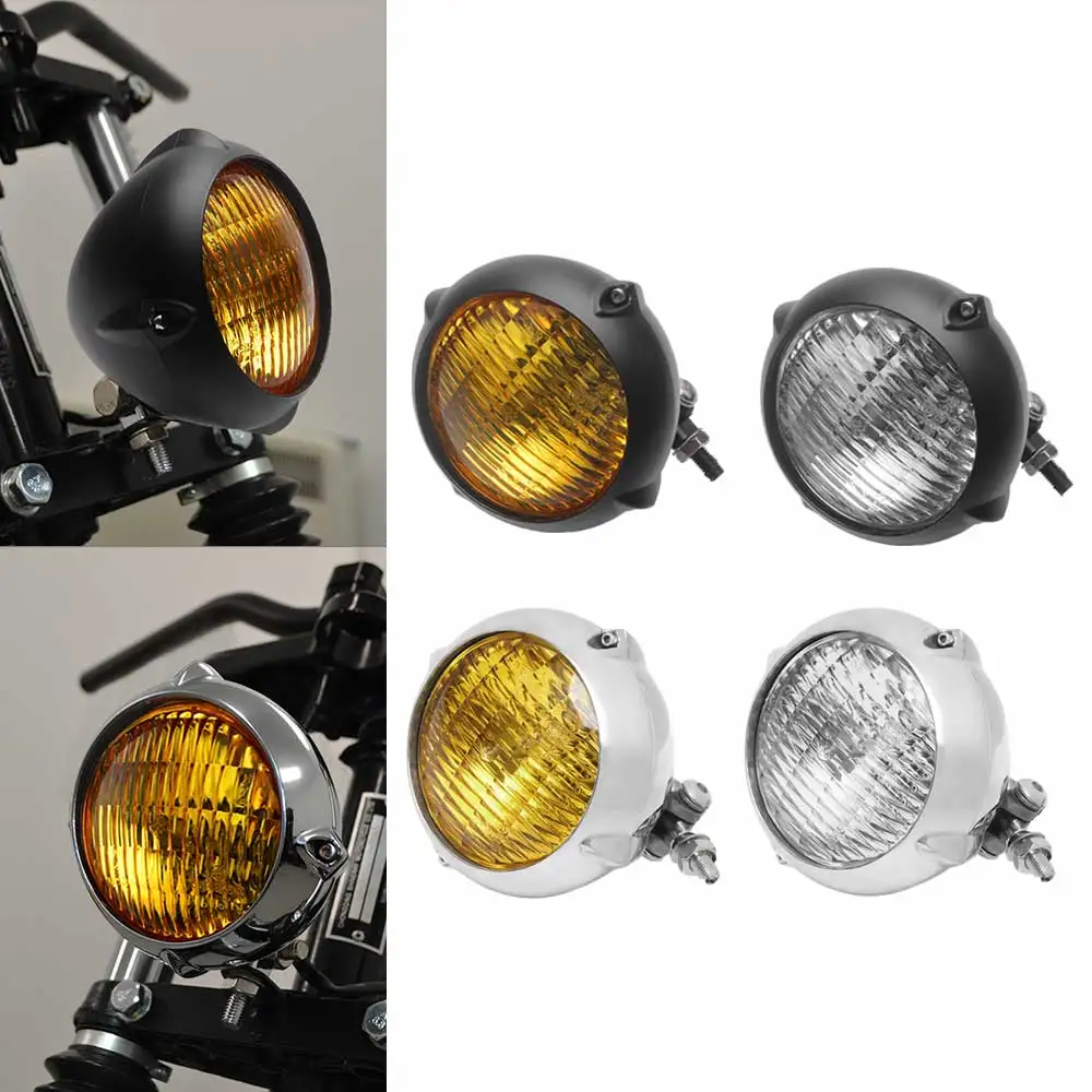 

For Harley Honda Yamaha Suzuki Custom Chopper Cafe Racer Vintage Bates 4.5" Retro Motorcycle Front Led Headlight H4 Head Lamp