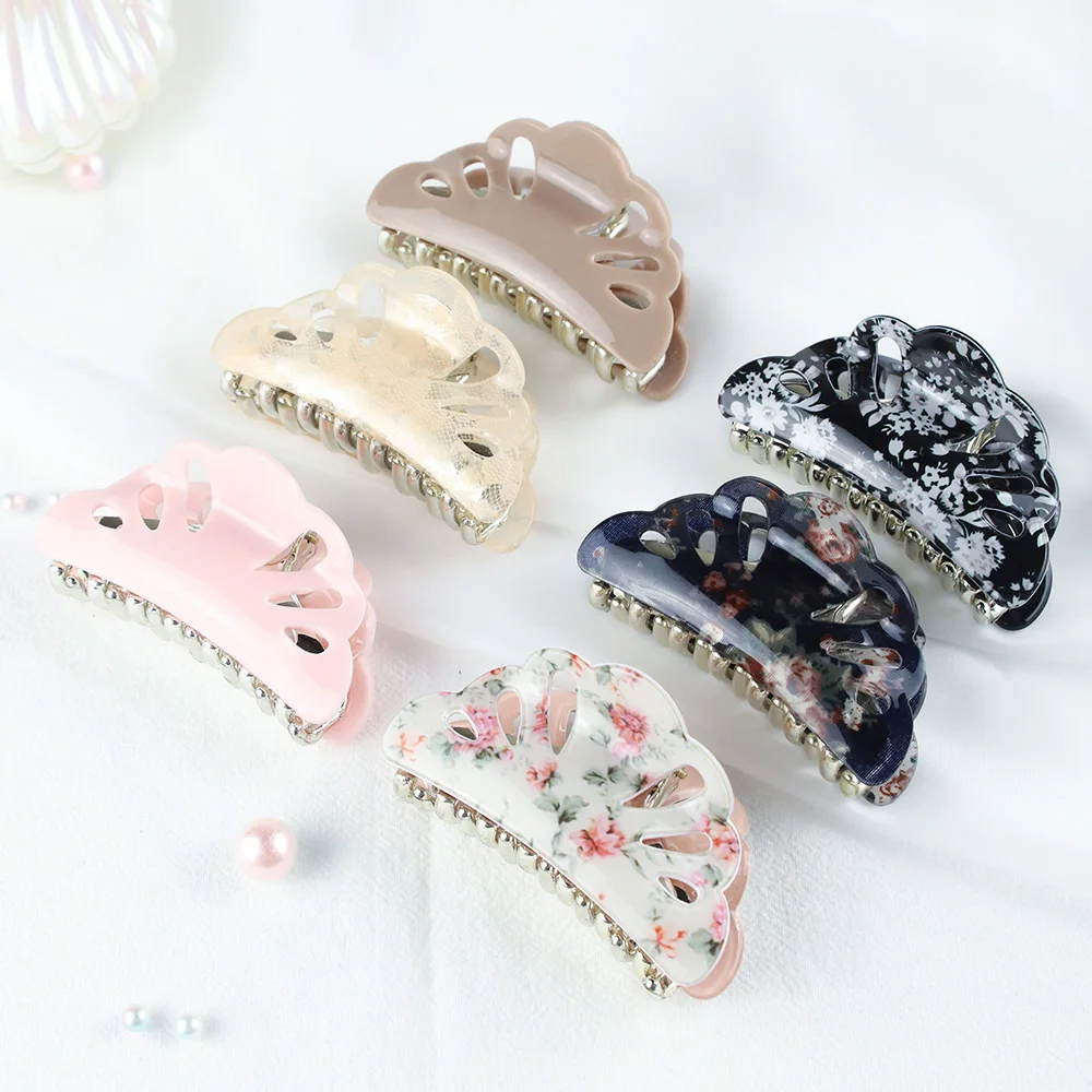 Jepit Rambut Kepiting Gambar Cetak Bunga Akrilik Jepit Rambut Wanita Anak Perempuan Jepit Rambut Jepit Rambut Besar Sederhana Aksesori Rambut Jepit Rambut Manis