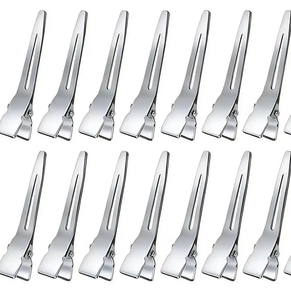Hair Want 50Pcs Seamless Duck Bill Clips Metal Weft Securing Clips Metal Alligator Clips for Hairdressing Hair Styling