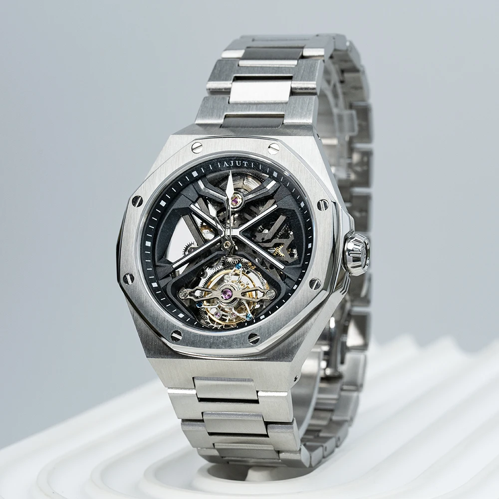 

AJUT Automatic Tourbillon Movement Men Watch Mechanical Sapphire Skeleton Dial Man Watches Luxury 0517