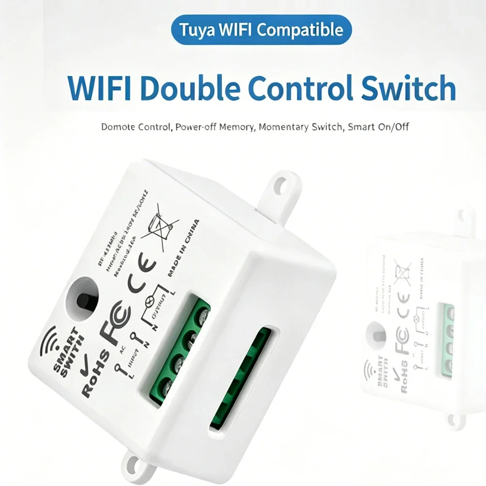 KEBIDUMEI WiFi RF433Mhz Smart Light Switch DC12V AC85-240V Dry Contact Relay Wireless Push Button Wall Switch for Light/Lamp/LED