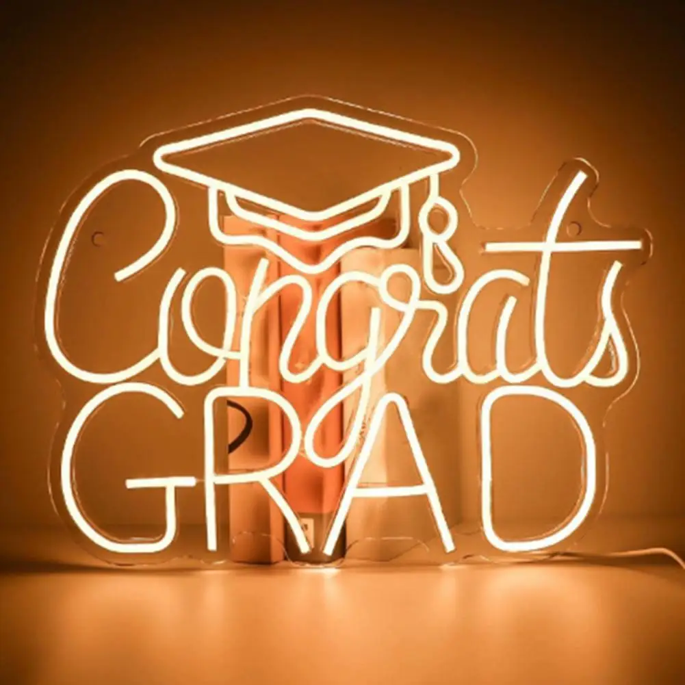 Insegna al neon per laurea Lampada per insegna al neon a LED alimentata tramite USB con luminosità regolabile Senza sfarfallio Parabiti per laureati
