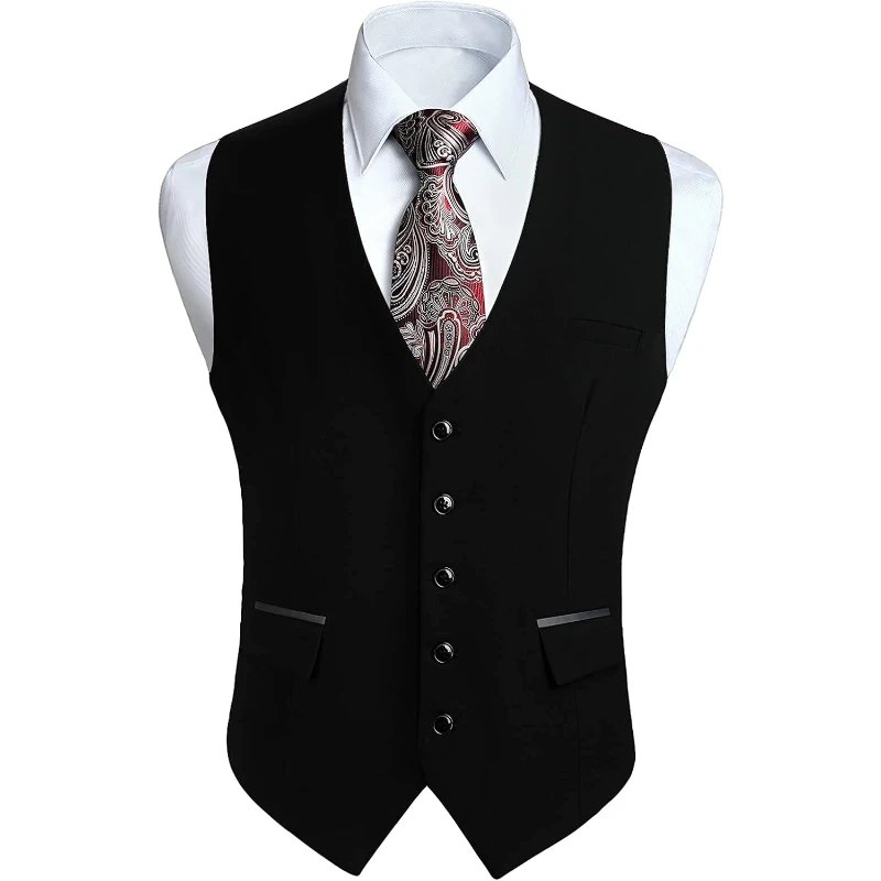 Men's Suit Vest Waistcoat With 3 Pockets Slim Fit For Business Formal Wedding Prom And Casual Tuxedo Wear