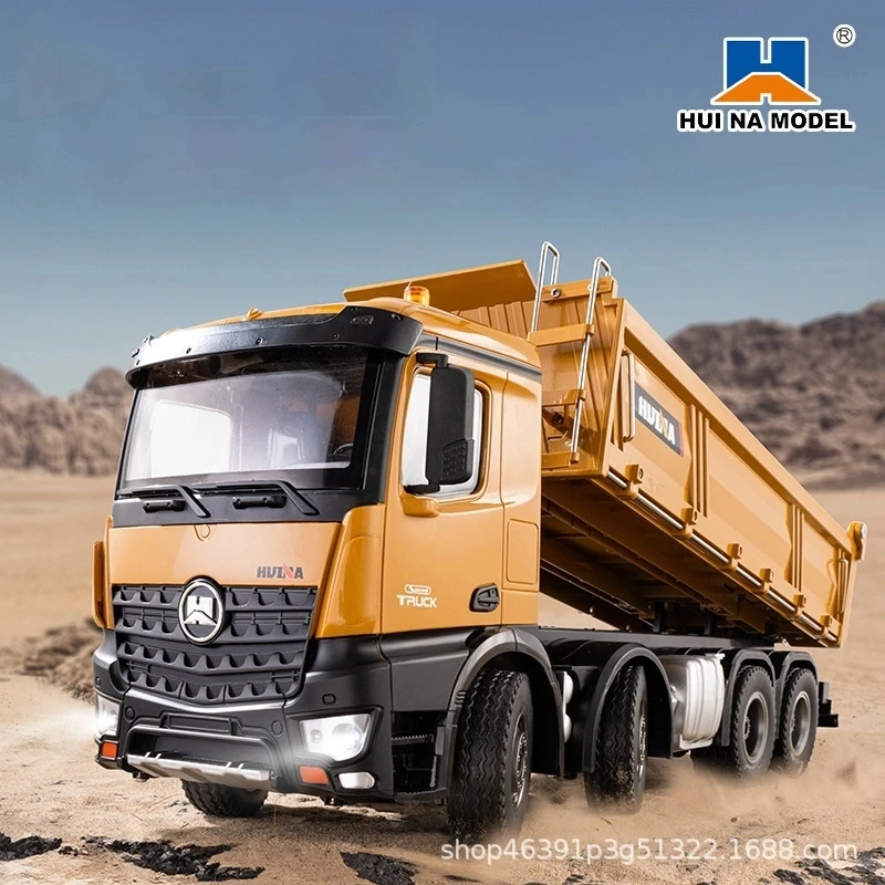 

Huina New Product 536 Large Alloy Remote Control Engineering Eight Wheel Heavy Duty dump truck dump truck charging car simulatio