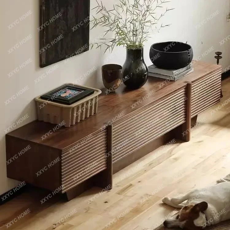 North American black walnut TV cabinet  audio-visual cabinet Living room floor cabinet Cherry wood all solid wood locker