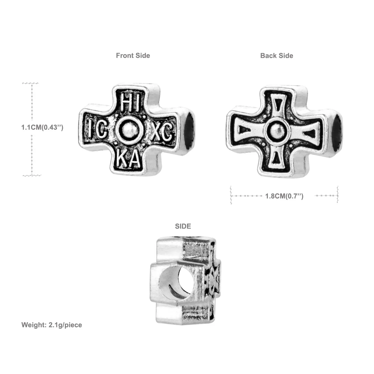 Diyalo 20 Stück Kreuz-4 große Löcher Spacer Perlen IC XC HIKA „Jesus Christus Conquers“ DIY Rosenkranz Armband Halskette Schmuckherstellung Teil – Detail 1