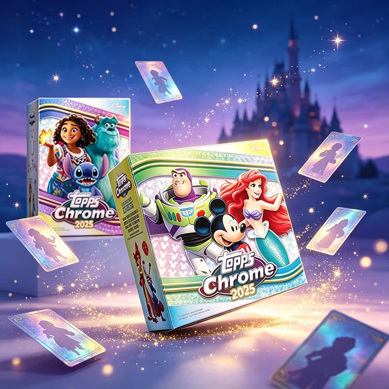 Genuine Topps Disney Chrome Card Set Toy Story Stitch Monsters University Elsa Exquisite Cartoon Souvenir For Disney Animation
