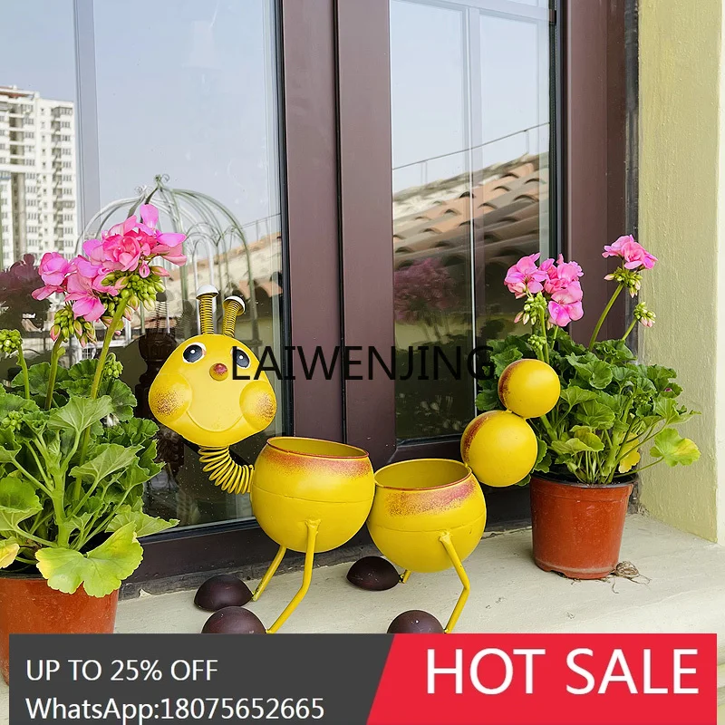 rural retro wrought iron caterpillar small flower pot garden decoration flower utensils