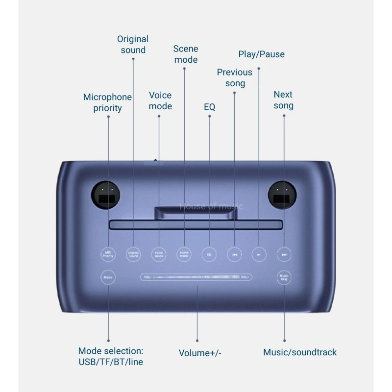 آلة كاريوكي للبالغين والأطفال مكبرات صوت محمولة مع 2 ميكروفون لاسلكي UHF يدعم بطاقة AUX/USB/Type C/TF/نظام بلوتوث PA