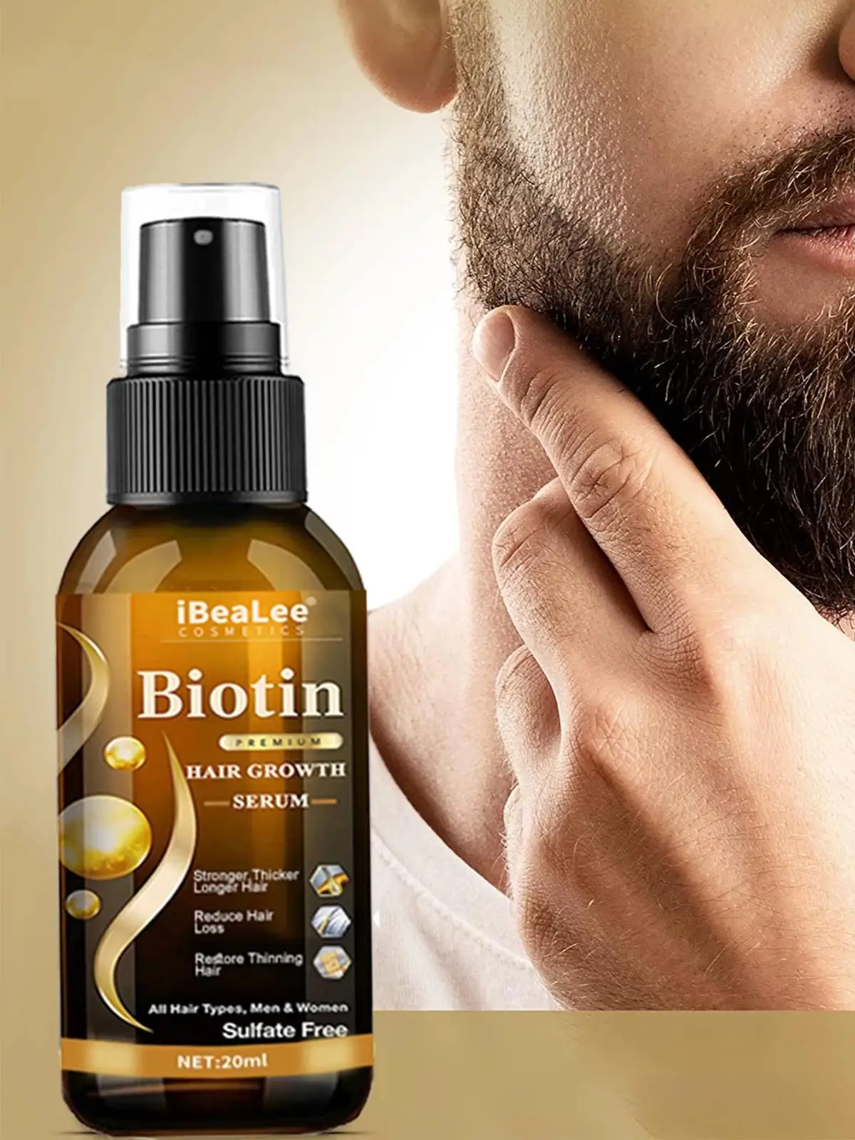 Biotin-Haarwachstumsserum-Spray hilft, gesundes, starkes Haar wachsen, dünner werdende Haarausfall-Nachwachstumsbehandlung für Männer und Frauen. Erfrischend
