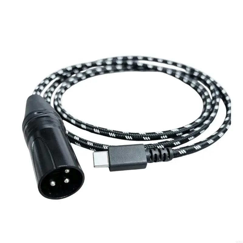 Q6PA Right-Angle 3-Pin XLR Male to USB C Cable with Internal Layering and a Molded at the Cable Joint End