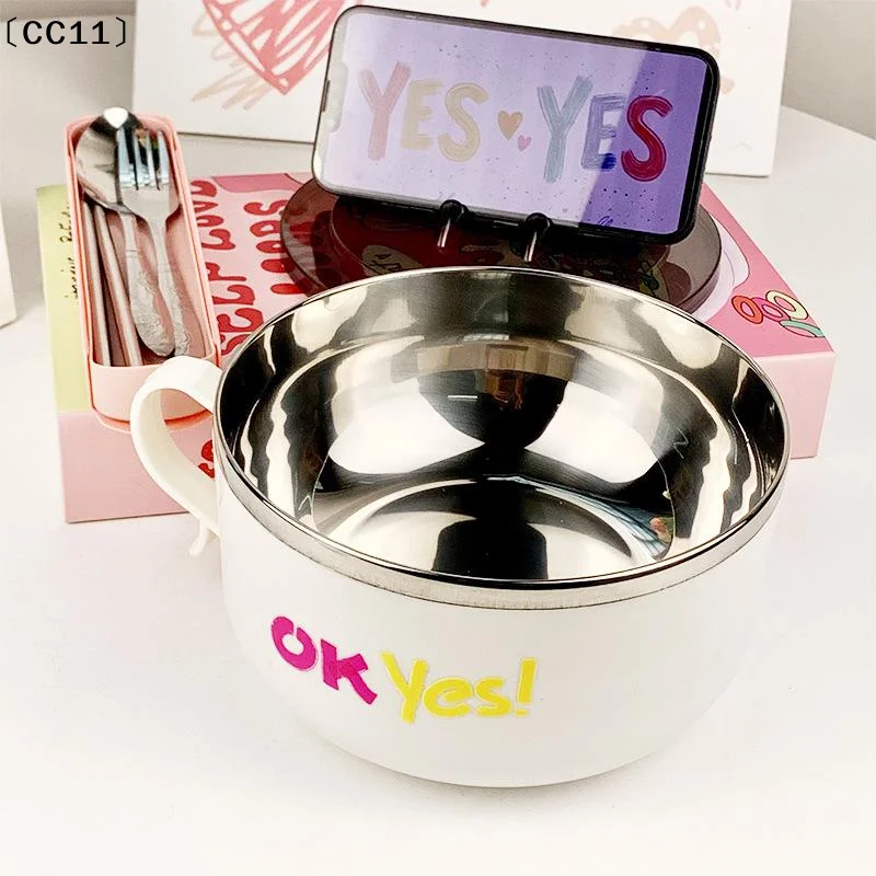Stainless Steel Bowl With Lid For Instant Noodles Sealed And Drain Bowl For Kitchen Utensils Instant Noodle Partner〔CC11〕