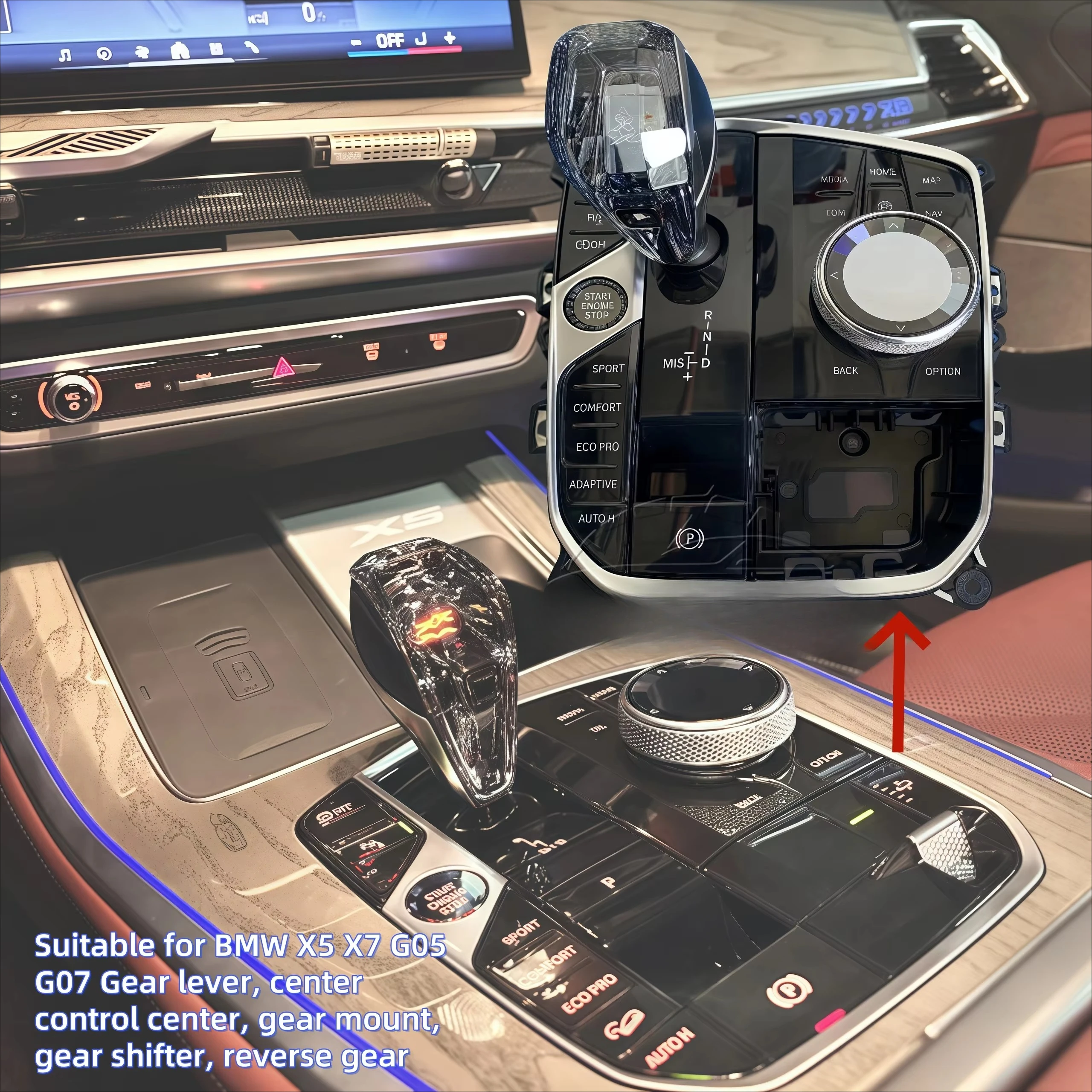 For  X5 X7 G05 G06 G07 Crystal Shift Knob Hot Sale Central Control Center Gear Shifter Reverse Gear Shifter Shift Lever