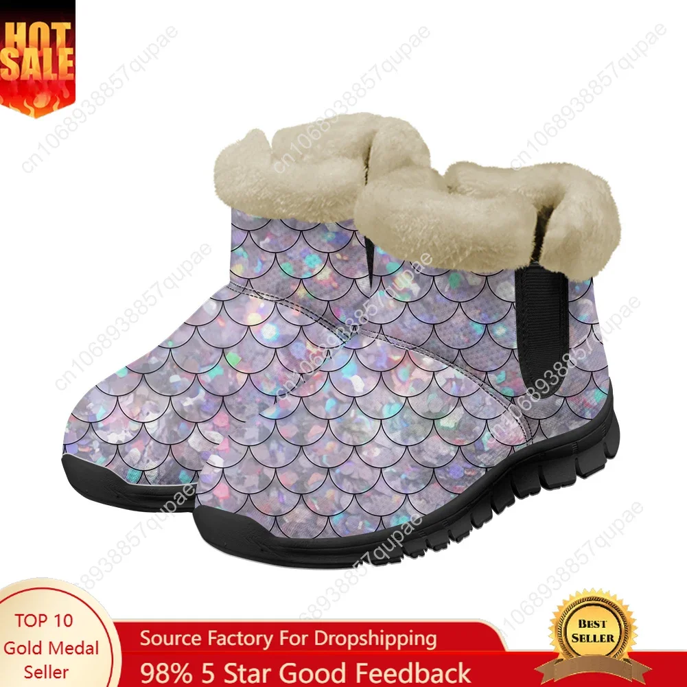 Fish Scale Print Snow Boots Chucky Animal Men Women Teenager Keep Warm Shoes Casual Snow Shoe Couple Sports Customized Boot