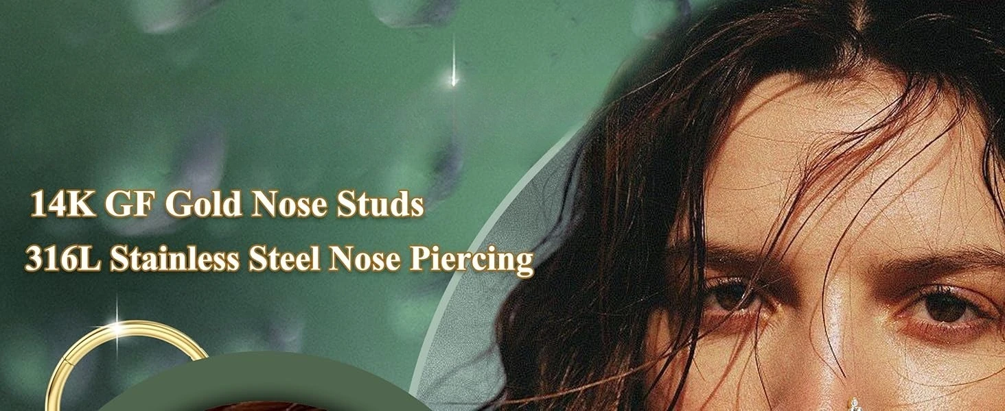 Drperfect 20G Nasenringe aus chirurgischem Edelstahl, Nasenstecker mit CZ, hypoallergener Nasenpiercing-Schmuck für Frauen und Männer, Schraubstecker. – Detail 1