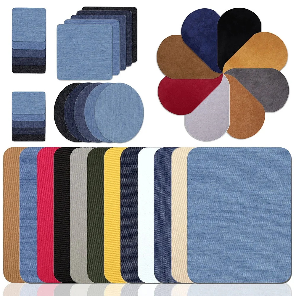 Hot Sale 5pcs Colorful Iron-On Fabric Patches Set | No Sew Adhesive for Pants Repair Kids Clothes Denim DIY Craft (Mixed Sizes)