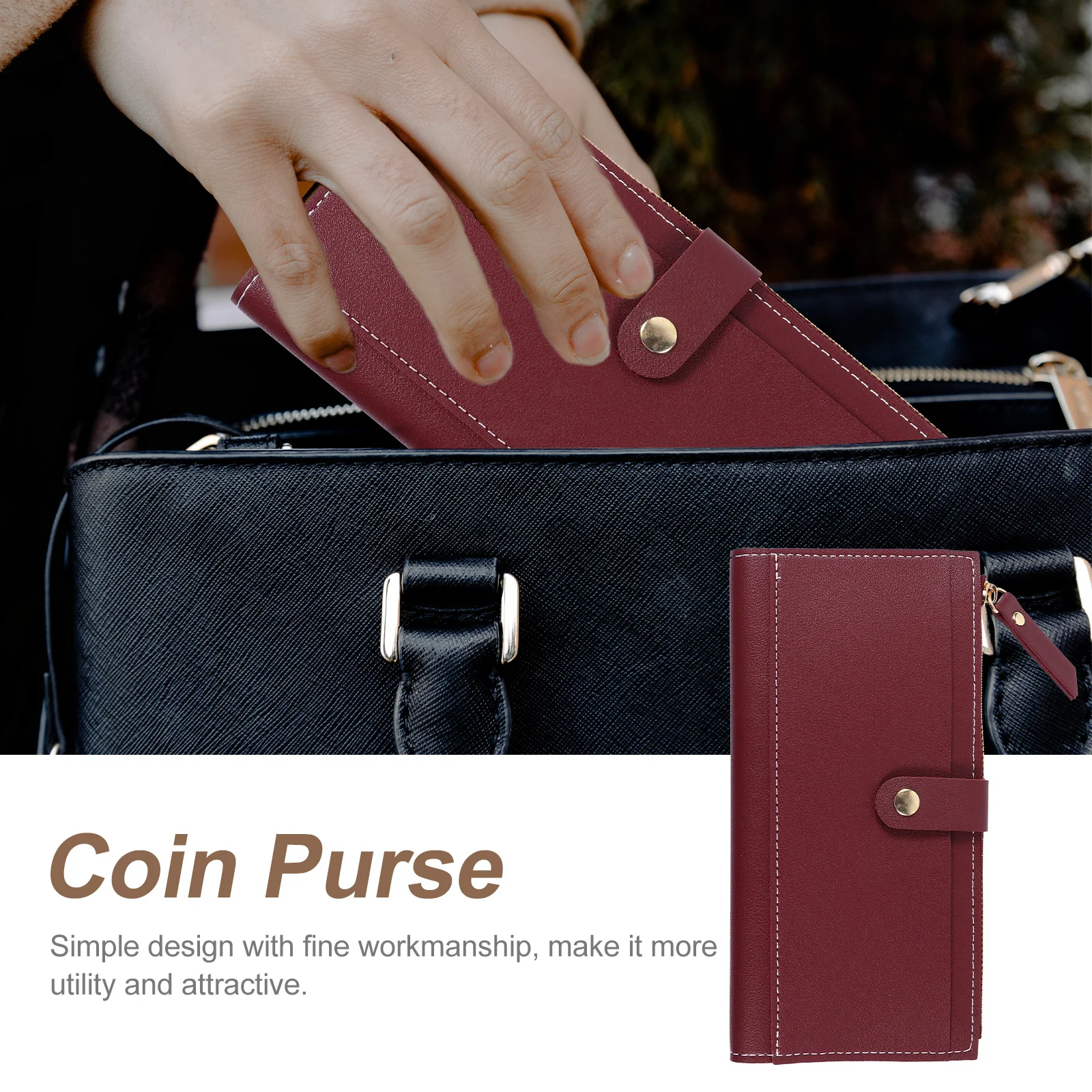 

1Pcs Multifunctional Women Wallet PU Three Fold Coin Purse Change Purse Small Card Holder Travel Storage Bag Fashion Long Wallet