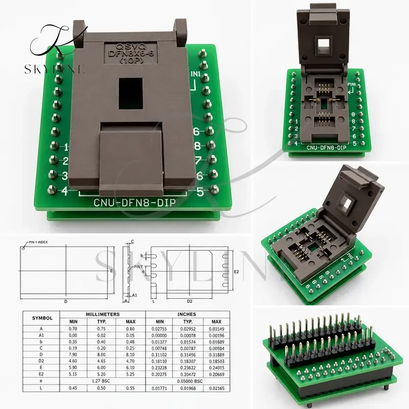 Universal DFN8 QFN8 WSON8 MLF8 MLP8 To DIP8 Socket Adapter CNV-DFN8-DIP8 For 8X6MM IC Chips BIOS Flash 10P
