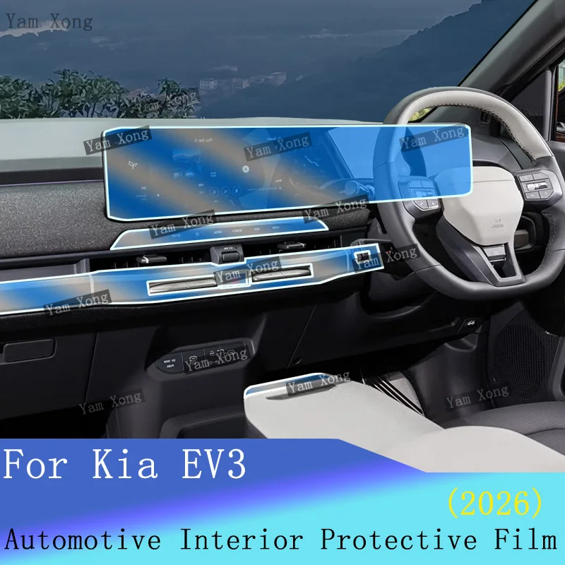 

Car Navigation screen Wrap Sticker For Kia EV3 2026 Full set interior Film Gear Panel Transparent Protection Films Accessories