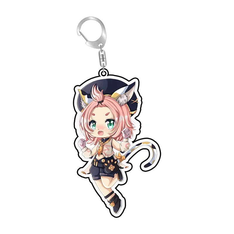 Genshin Impact Cute Key Chain Keyring Ring Diona Figurine Cartoon Double Side Printing Acrylic Keychain Accessories llaveros