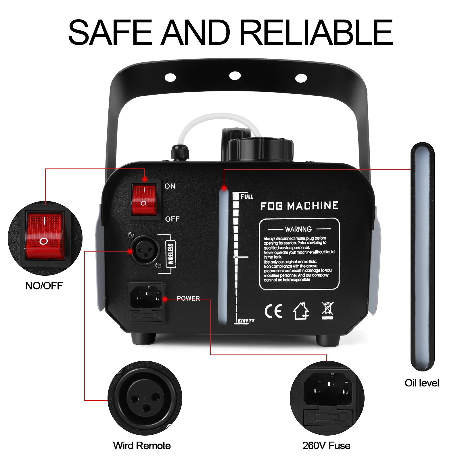 Máquina de niebla RGB 6LEDs 1200W, generador de neblina de humo, equipo de efectos de escenario con control remoto para DJ, Fiesta Disco, boda