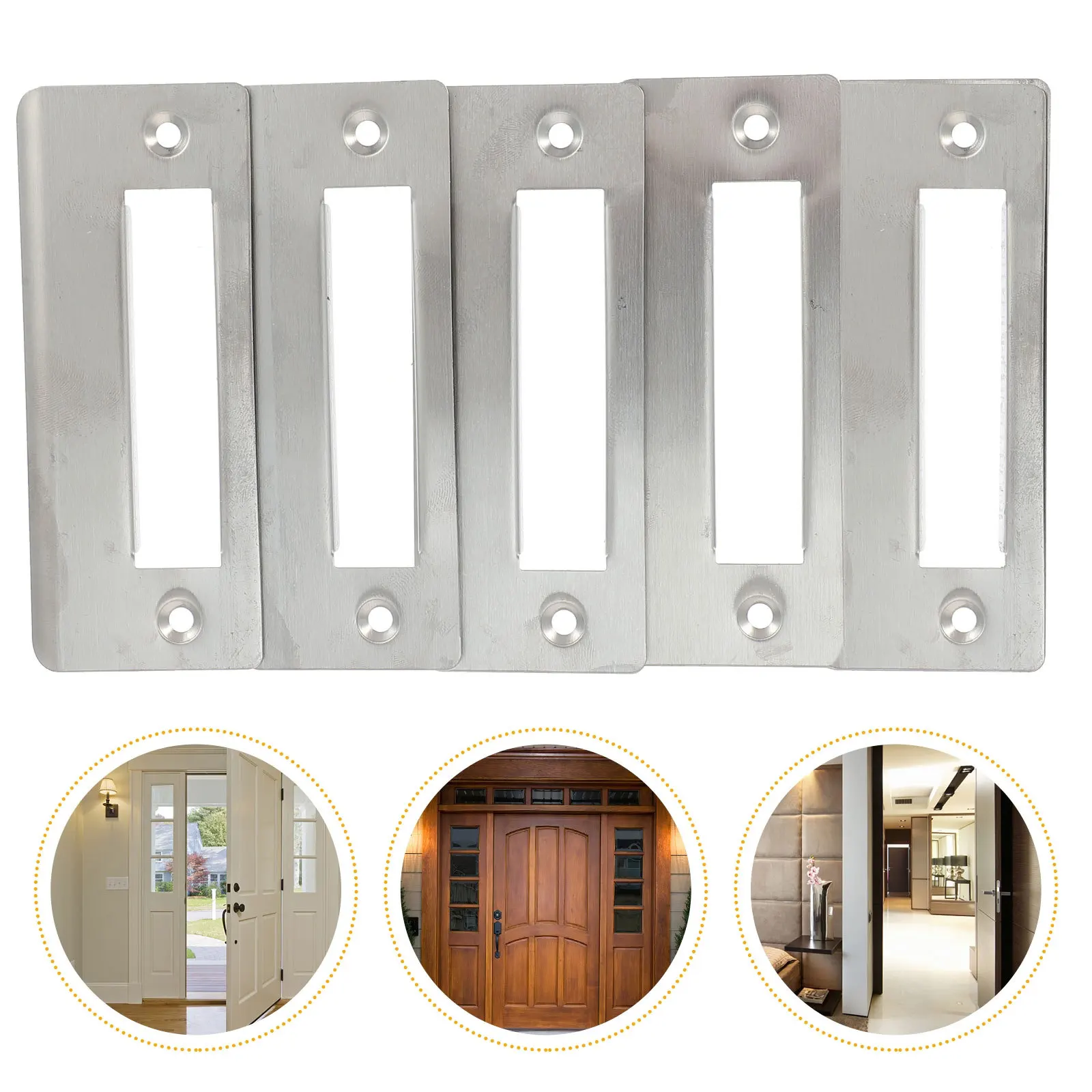 5개 스테인리스 스틸 도어 스트라이크 플레이트 보강 보안 업그레이드 금속 도어 가드 래치 데드볼트 고정 하드웨어