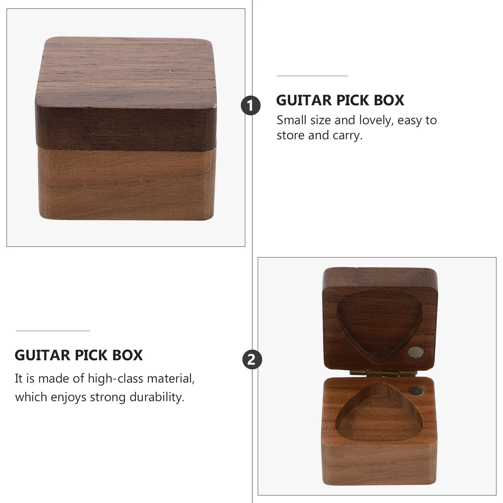 

Guitar Accessories Wooden Box Case Plectrum Key Fob Bag Ukulele Accessory Presents for Musicians Travel