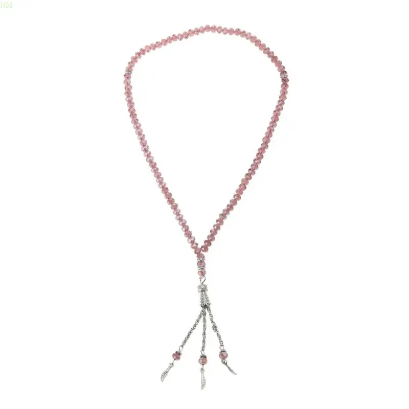 Beaded Chain Prayer Beads Round Imitation Glass Tasbih Allah Rosary Tasbi Worship Supplies for Women Men