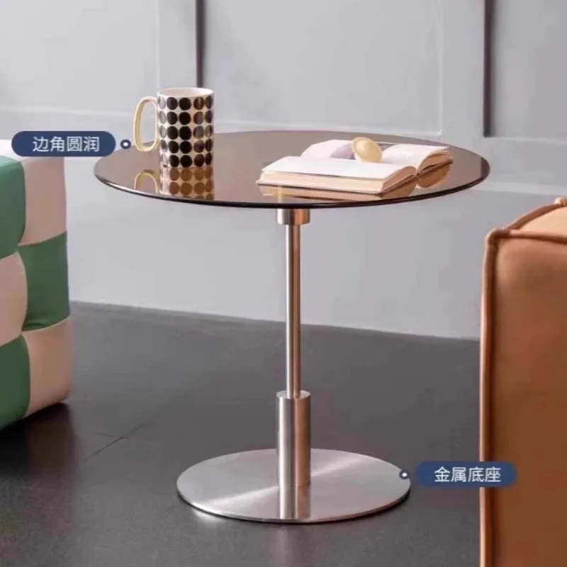 Nordic stainless steel bedroom side table medieval sofa side table simple wheeled bedside table