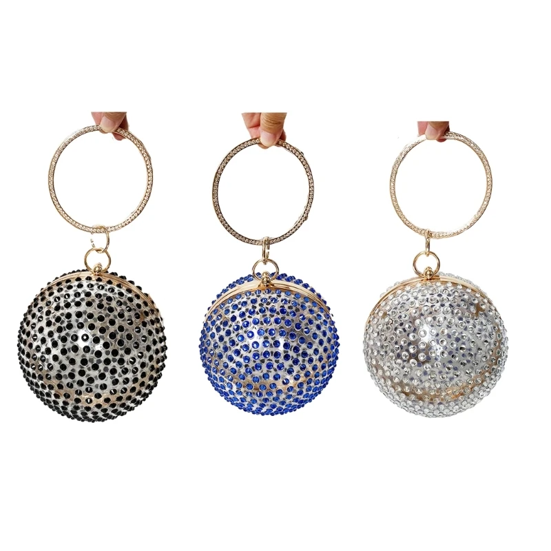 

Elegant Acrylic Evening Bag Women Round Diamond Wedding Clutch Formal Prom Party Handbag Club Chain Strap Shoulder Crossbody Bag